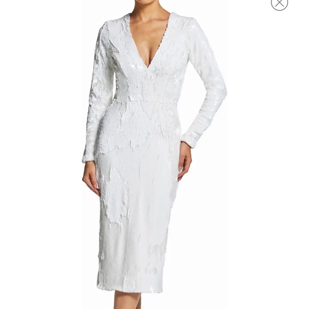 Elizabeth Plunge Midi Dress DRESS THE POPULATION